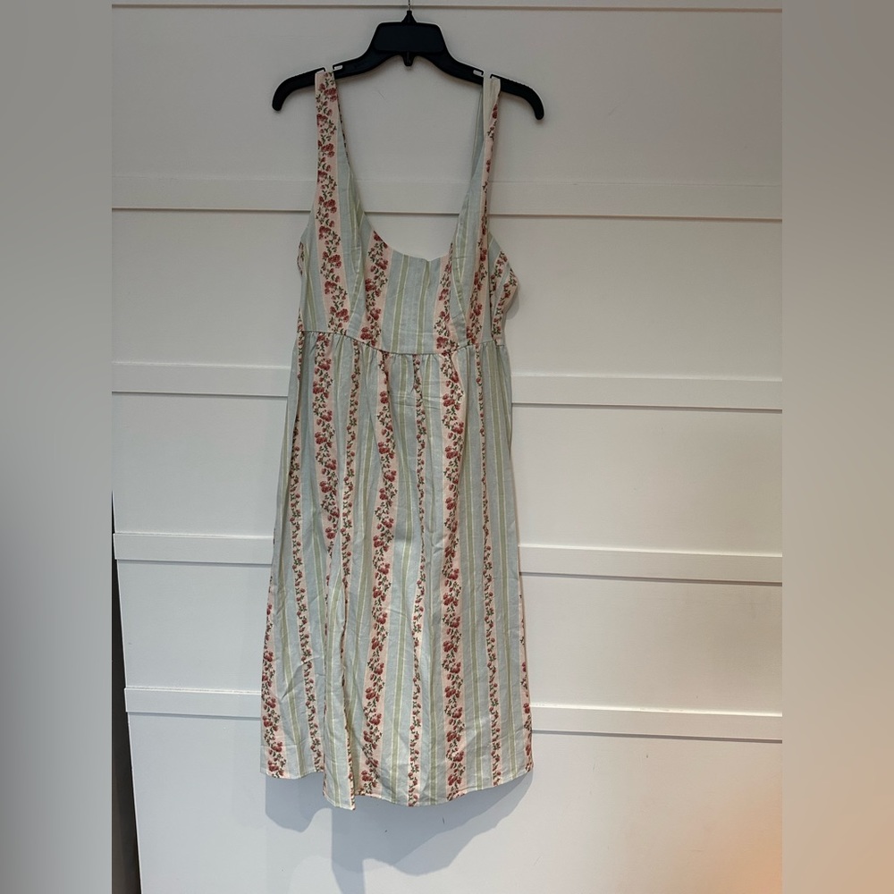 We Wore What - NWT French Rose Print Sleeveless Midi Dress Rosewood • XL